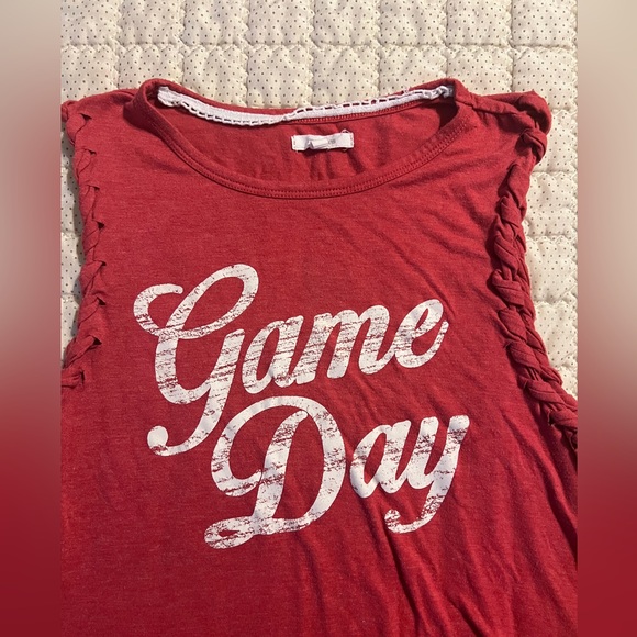 Red Game Day Braided Shoulder Graphic Tank Top size M - Picture 3 of 5